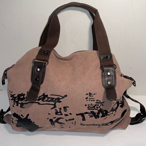 Dironna brown canvas messenger bag - Picture 1 of 7